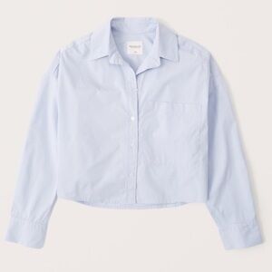 90s Cropped Boxy Poplin Button-Up Shirt